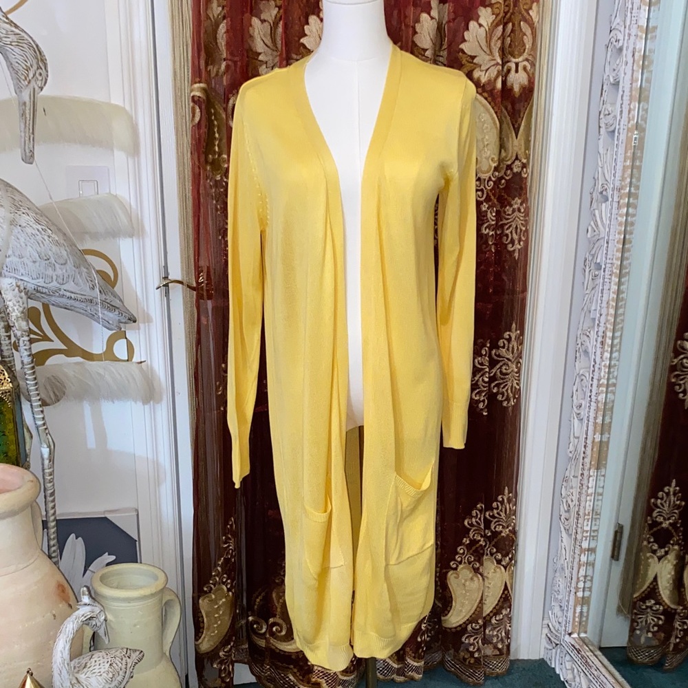 Joseph A. Yellow Open Front Knit Cardigan NWOT